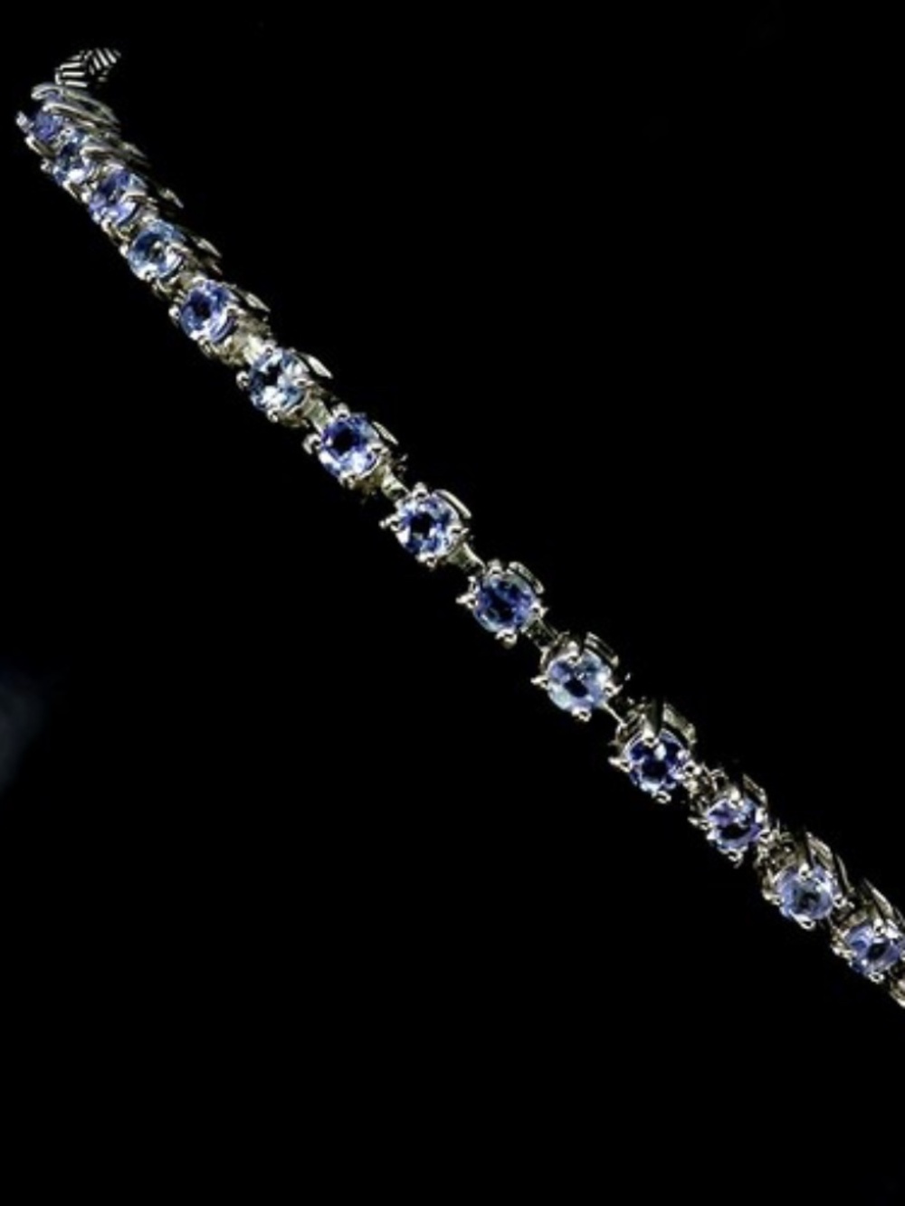 925 Sterling Silver Bracelet Round Tanzanite Natural Gemstone Jewelry 10 inches
